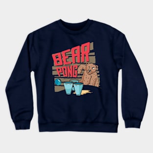 Funny Bear Pong Design Crewneck Sweatshirt
